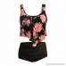 Hosamtel Women Two Piece Boho Swimsuit Plus Size Ruffled Top Floral Printed High Waist Bottom Tankini Set Bathing Suit Black Flower B07LF9XB17